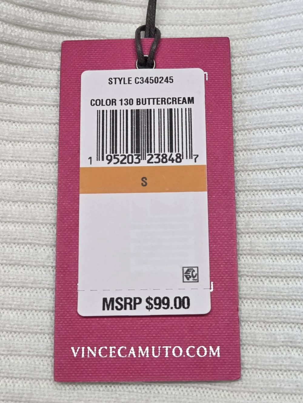 Vince Camuto Buttercream Ribbed Boat Neck Loose Fit Sweater Size S